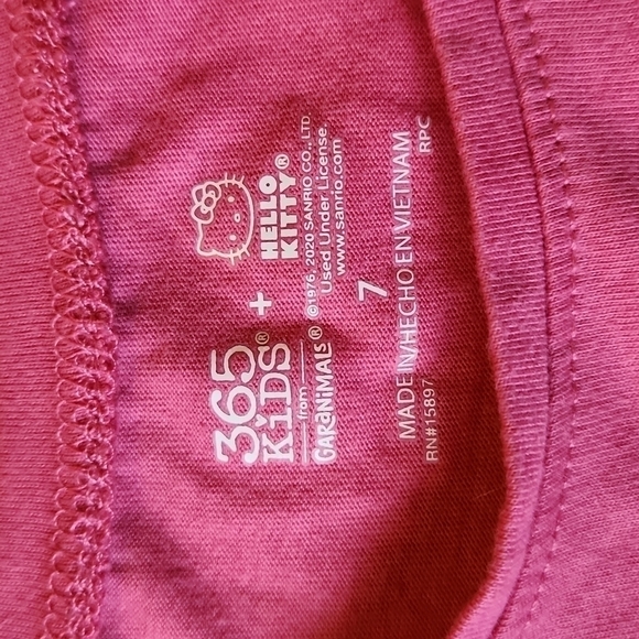 𝅺365 Kids + Hello Kitty pink short sleeve shirt size 7 - Picture 2 of 5